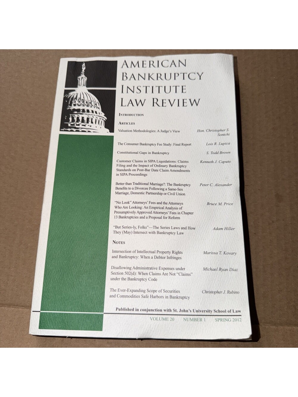American Bankruptcy Institute Law Review VOL 20, Number 1 St Jhon’s